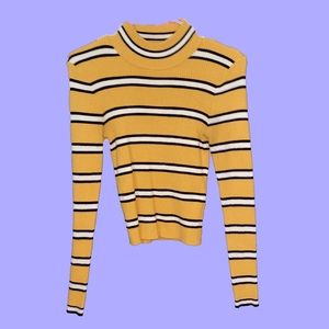 YELLOW STRIPED TURTLENECK